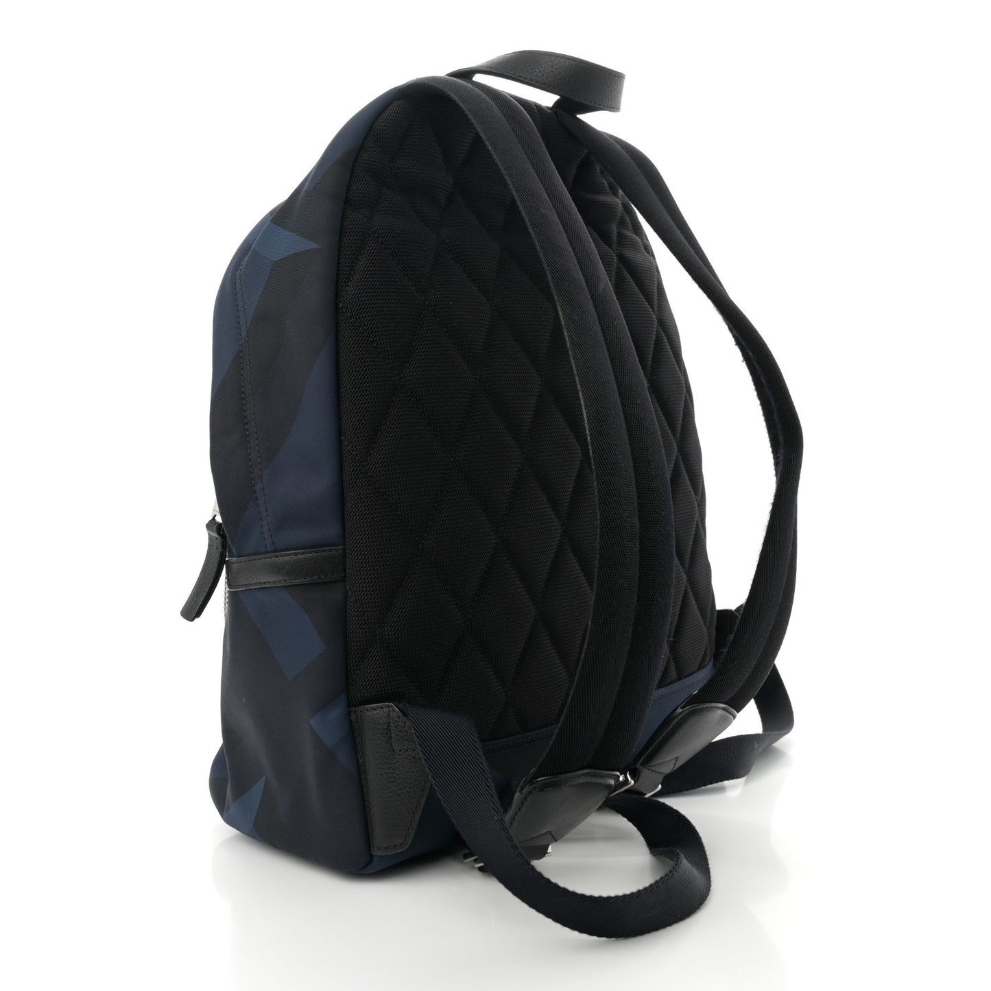 Nylon Check Print Abbeydale Simple Backpack Navy