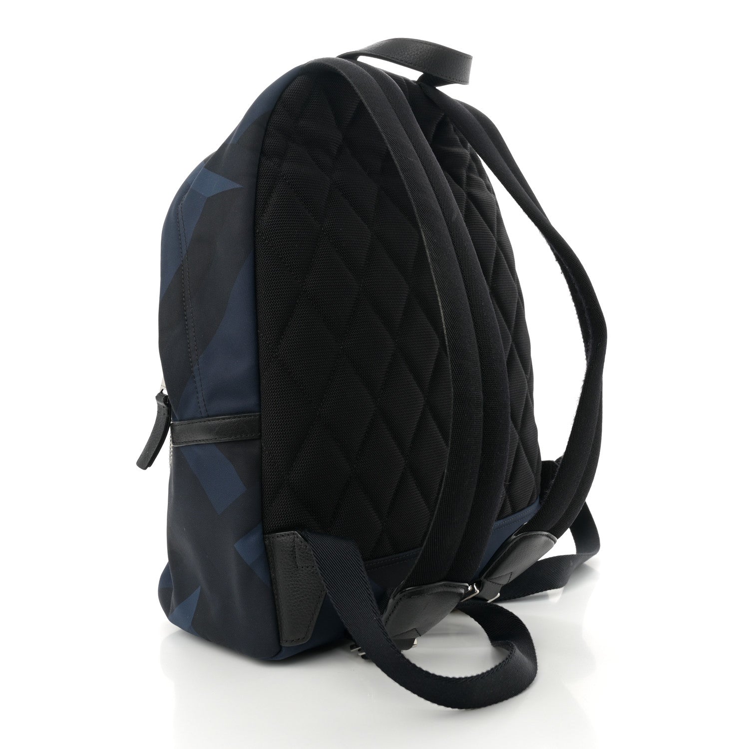 Burberry Nylon Check Print Abbeydale Simple Backpack Navy 2 of 14