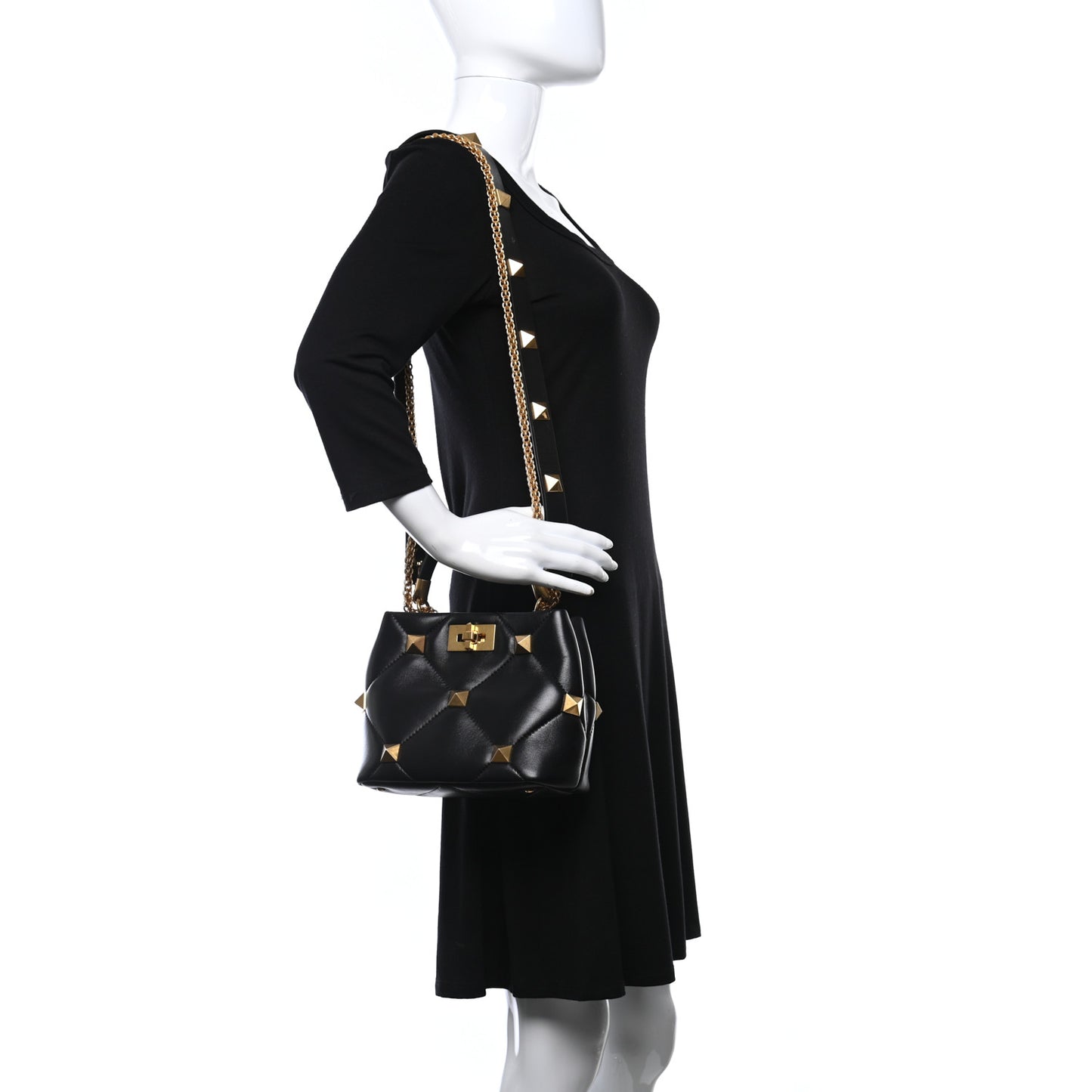 Nappa Small Roman Stud The Handle Bag Black