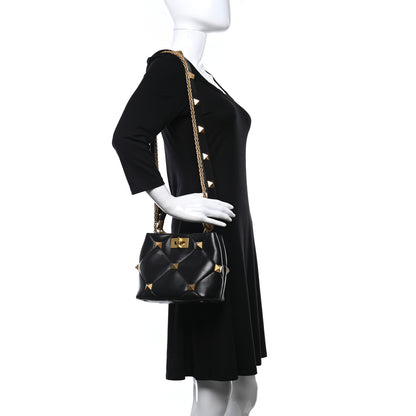 Valentino Garavani Nappa Small Roman Stud The Handle Bag Black 2 of 8