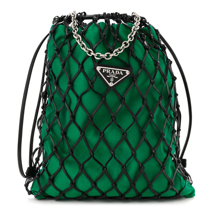 Prada Satin Net Chain Bag Green Black 1 of 9