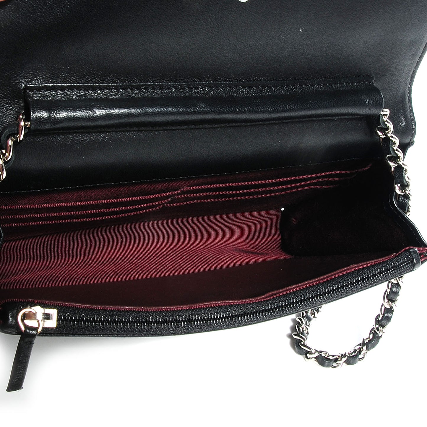 Lambskin Quilted Wallet On Chain WOC Black