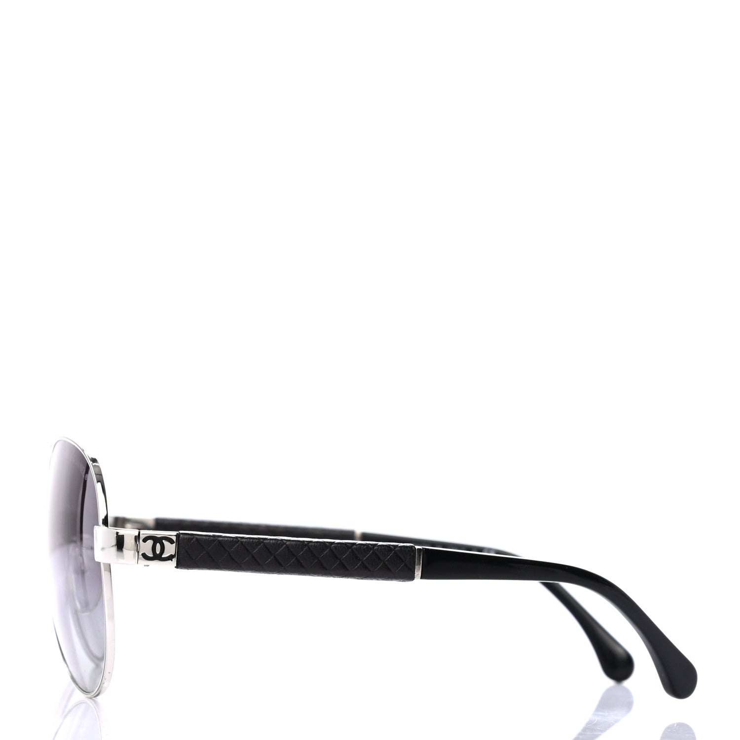 Chanel Lambskin Quilted CC Aviator Sunglasses 4195-Q Black 3 of 7