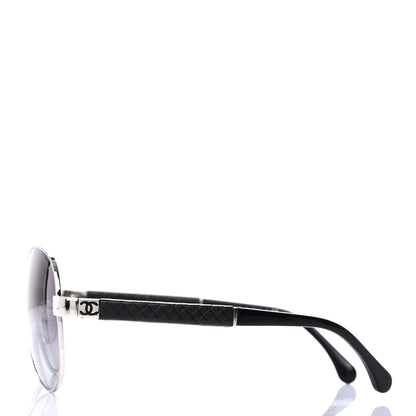 Chanel Lambskin Quilted CC Aviator Sunglasses 4195-Q Black 3 of 7