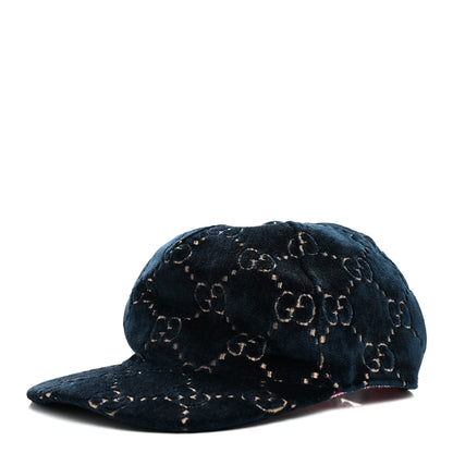 Gucci Velvet GG Monogram Baseball Hat L Blue 1 of 10
