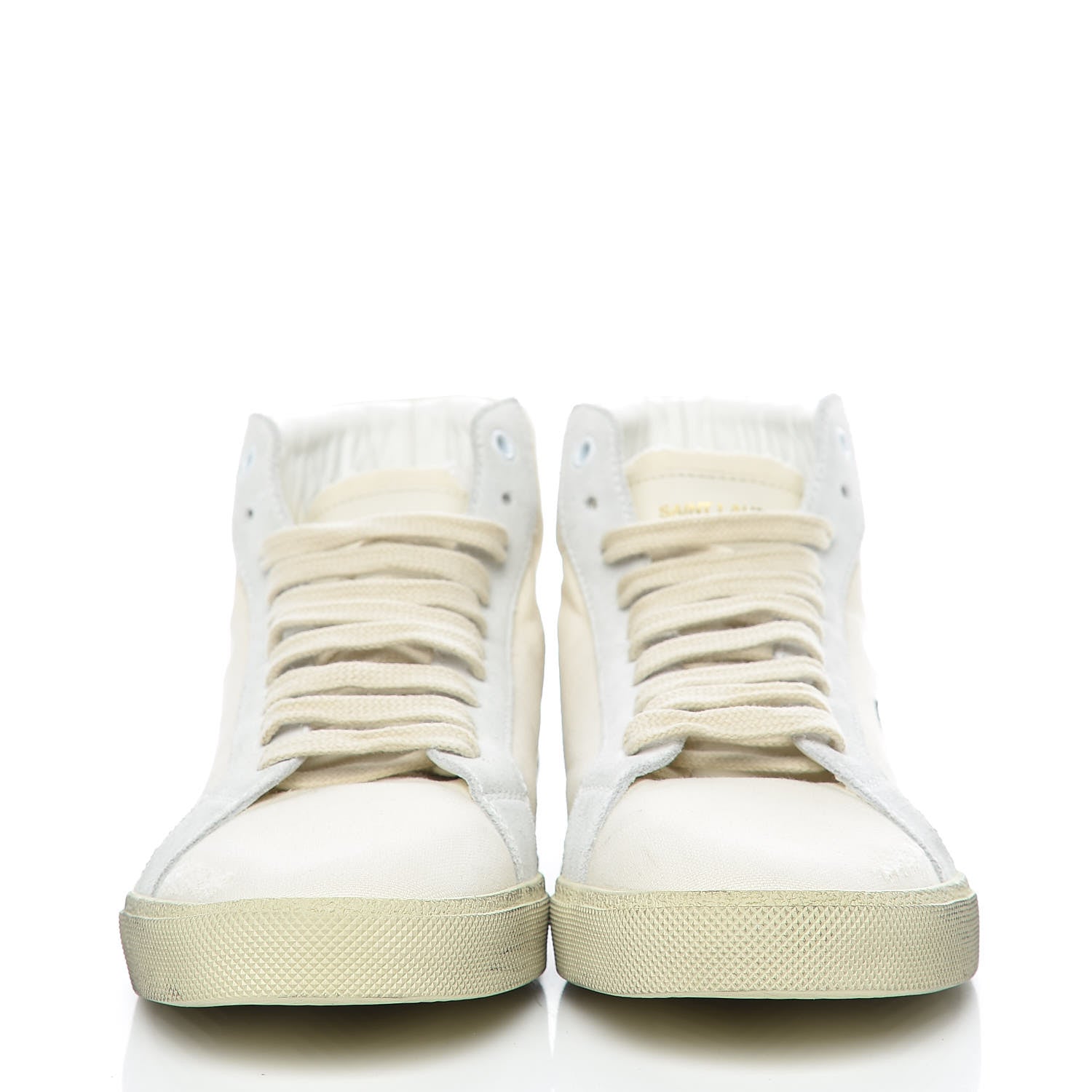 Saint Laurent Distressed Canvas Mens Classic Court High Top Sneakers 41 Milk Panna 2 of 13