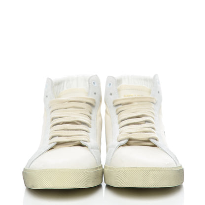 Saint Laurent Distressed Canvas Mens Classic Court High Top Sneakers 41 Milk Panna 2 of 13