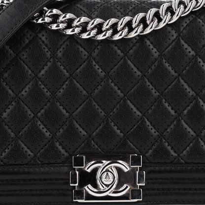 Chanel Lambskin Perforated Medium Boy Flap Black 8 of 10