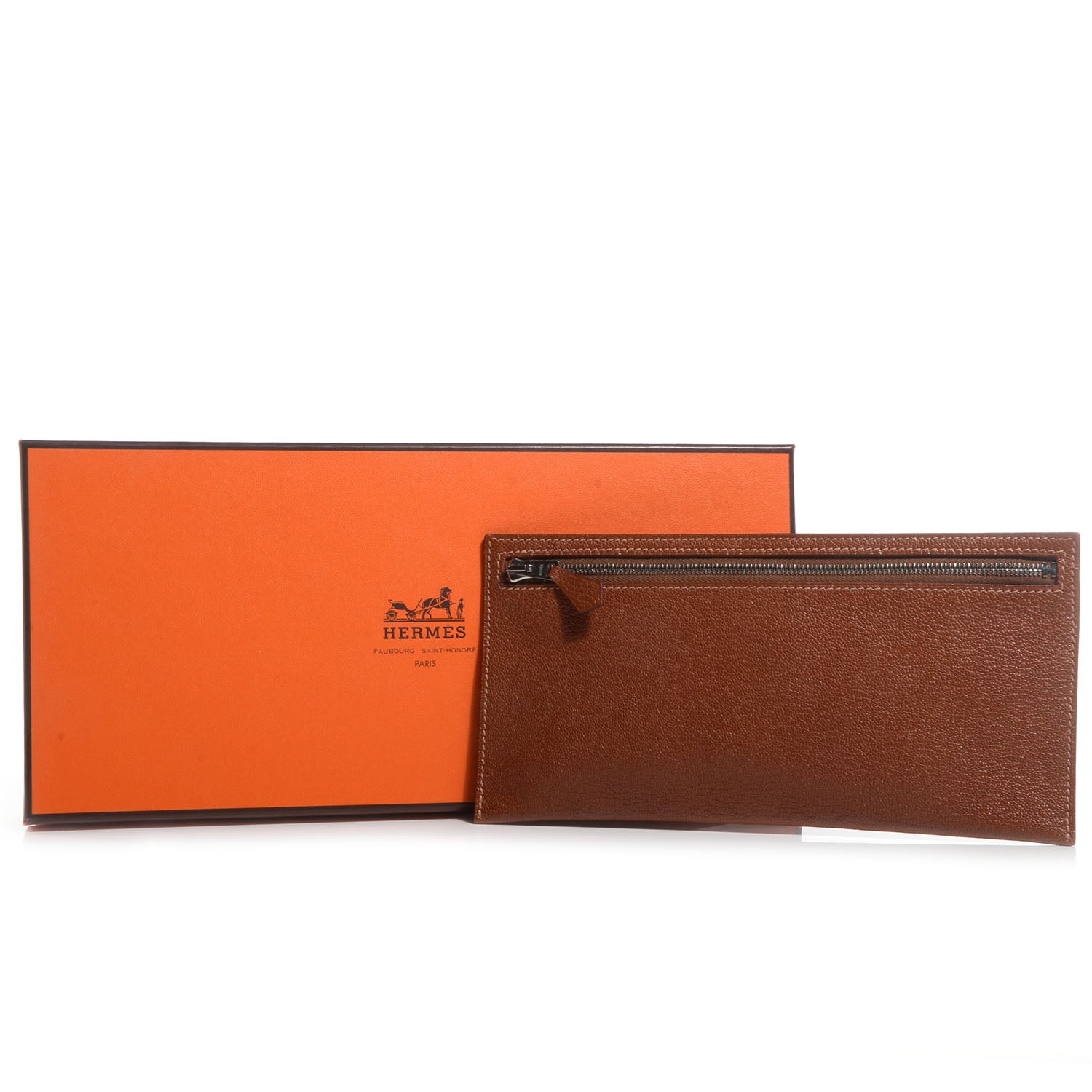 Hermes Chevre Mysore Zip Zap Long Noisette 7 of 7