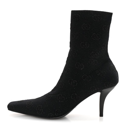 Gucci Technical Jersey Knit GG Monogram Square G 75mm Ankle Boots 39.5 Black 1 of 8