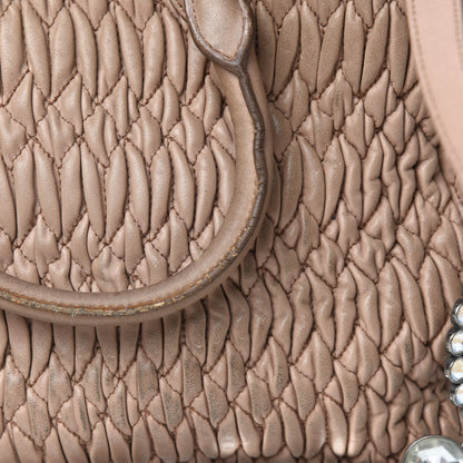 Miu Miu Nappa Matelasse Swarovski Crystal Tote Cammeo 13 of 17
