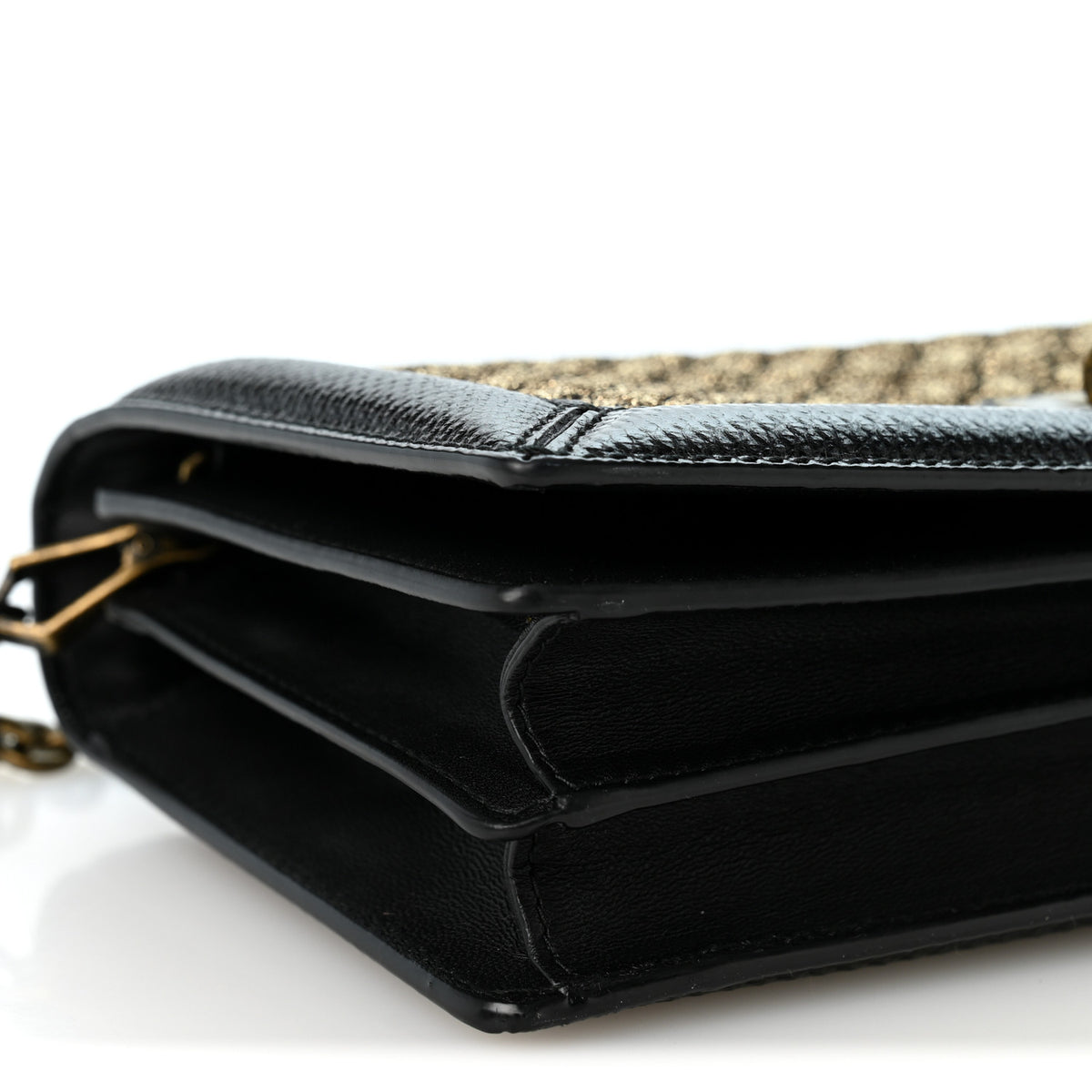 Bottega Veneta Metallic Wool Woven Patent Ayers Olimpia Knot Gold Black 8 of 10