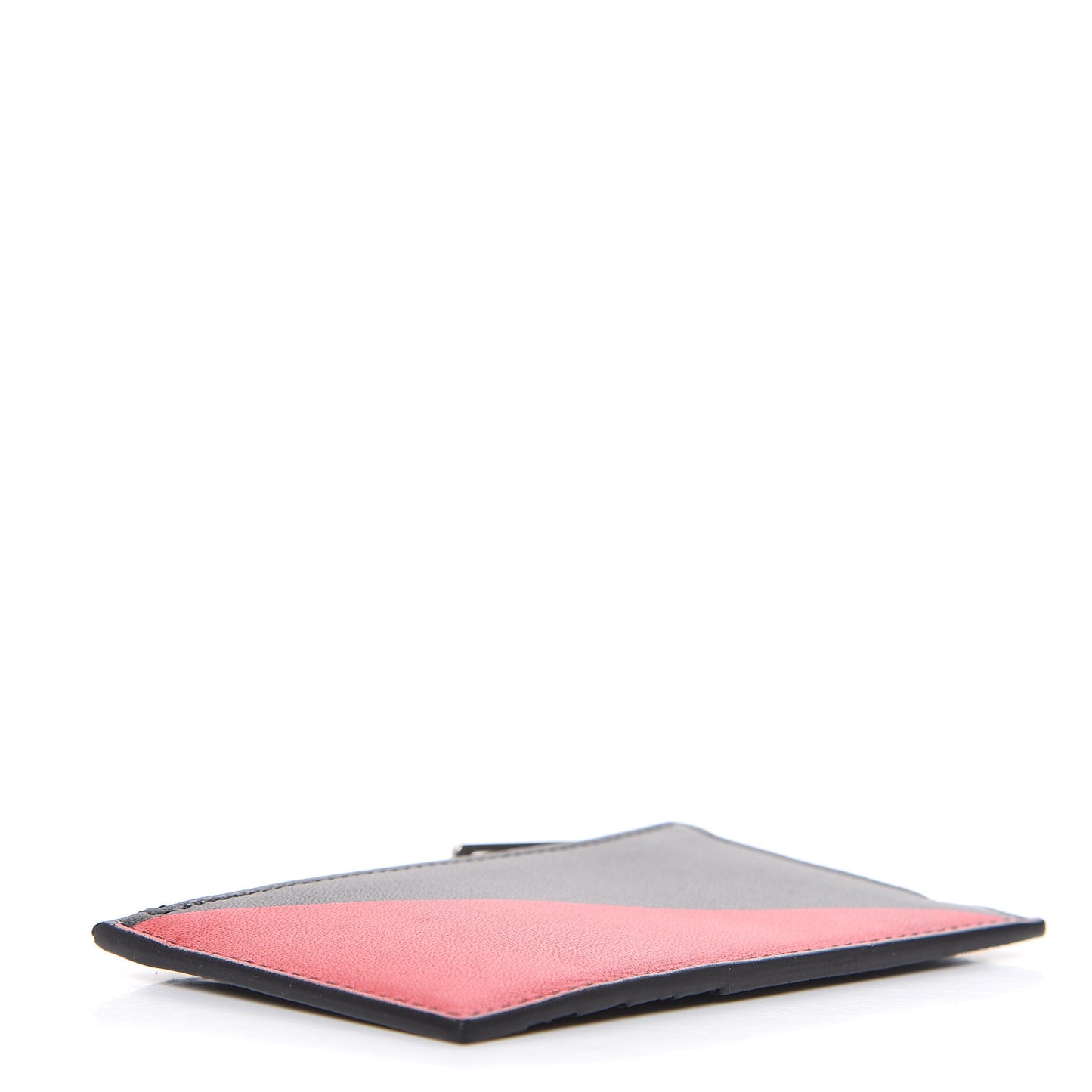 Calfskin Triangle Print Card Case Black Red