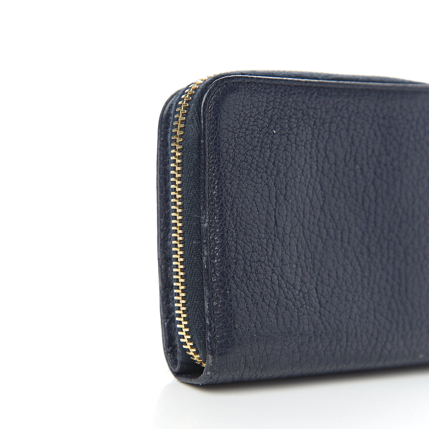 Miu Miu Goatskin Madras Zip Compact Wallet Navy 6 of 7