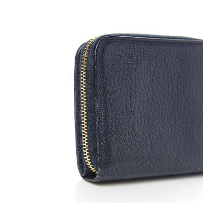 Miu Miu Goatskin Madras Zip Compact Wallet Navy 6 of 7