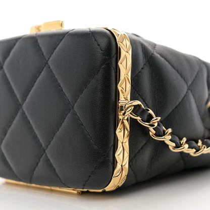 Chanel Metal Lambskin Quilted Small Chain Bucket Bag Black 11 of 12