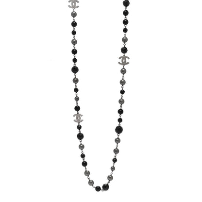 Chanel Ruthenium Pearl Beaded CC Long Necklace Black 1 of 5