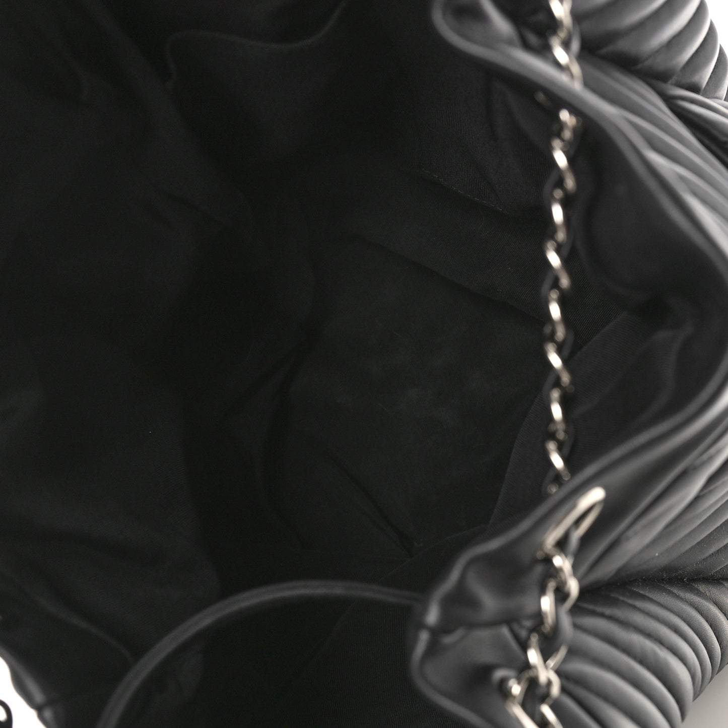 Lambskin Chevron Large Urban Spirit Drawstring Bag Black