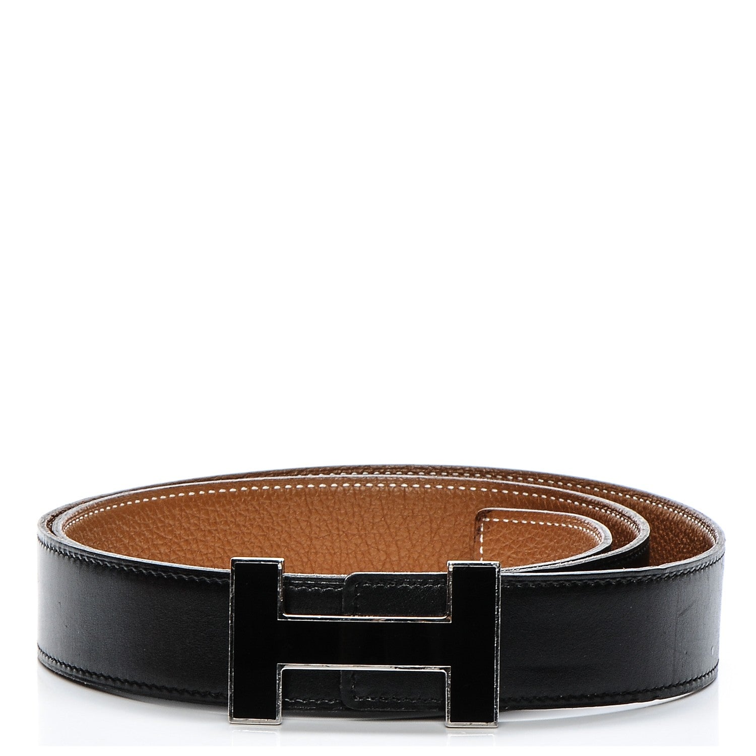 Hermes Box Togo 32mm Quizz H Belt 95 Black Gold 1 of 12