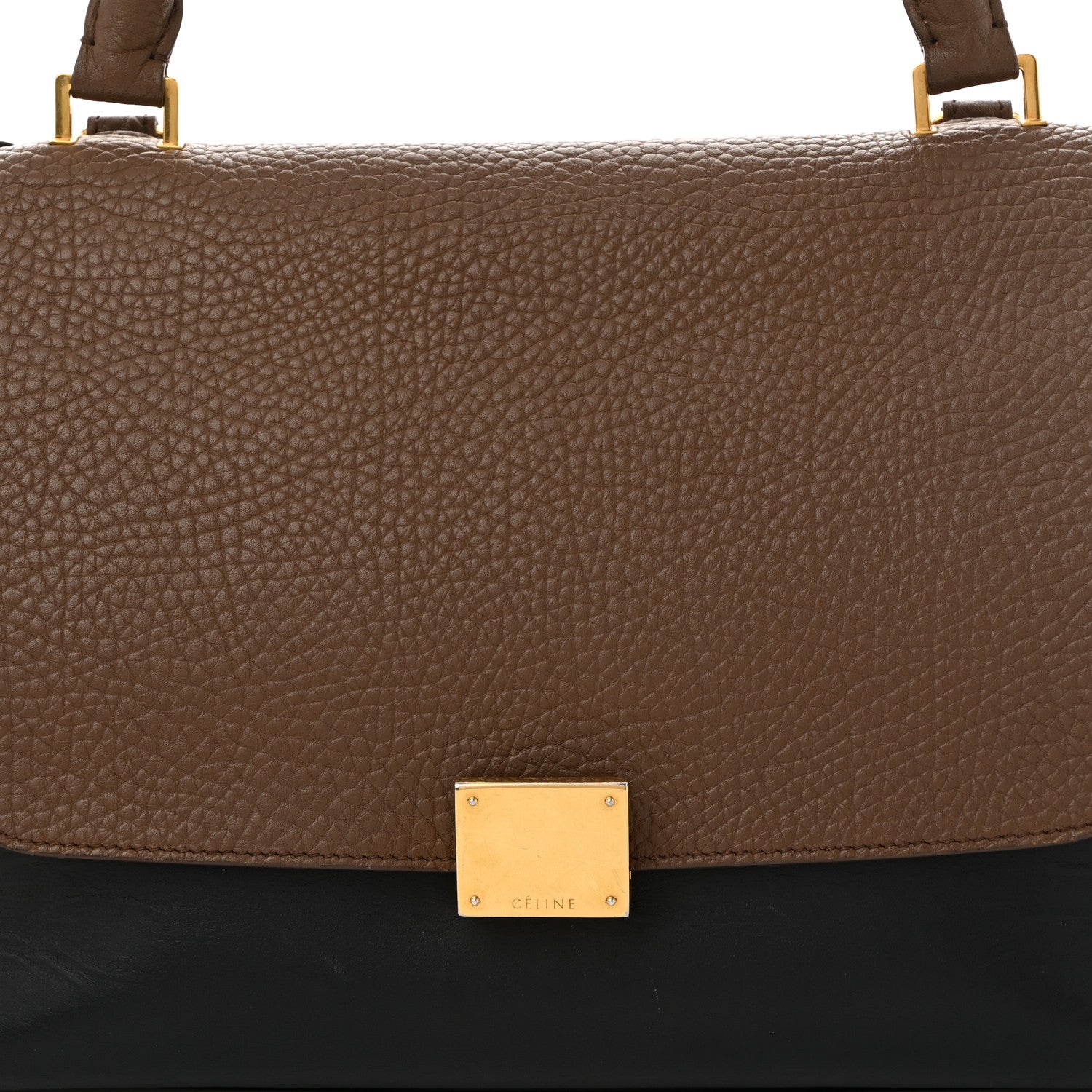 Celine Bullhide Calfskin Nubuck Small Tri-Color Trapeze Coffee 7 of 11