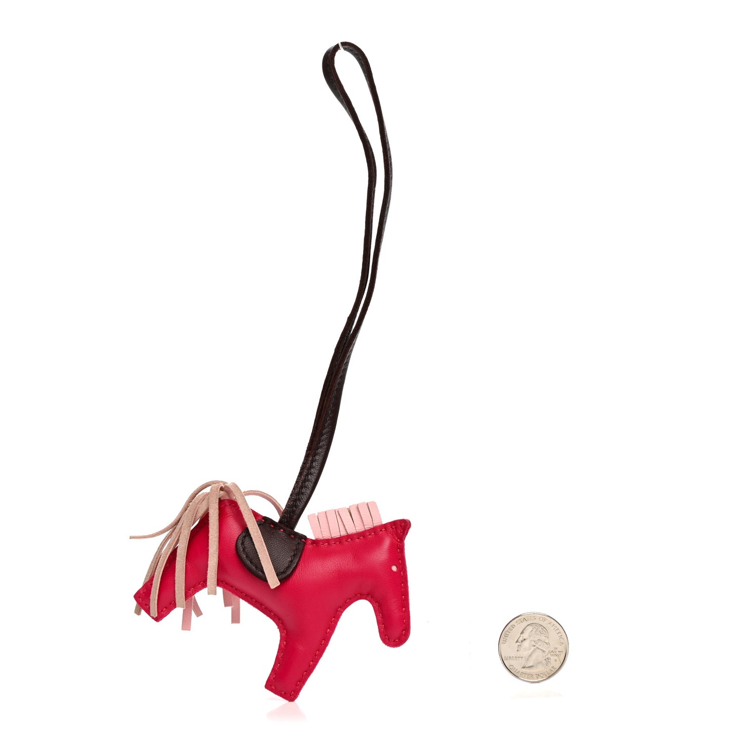 Milo Lambskin Grigri Rodeo Horse Bag Charm PM  Rose Sakura Framboise Rouge Sellier