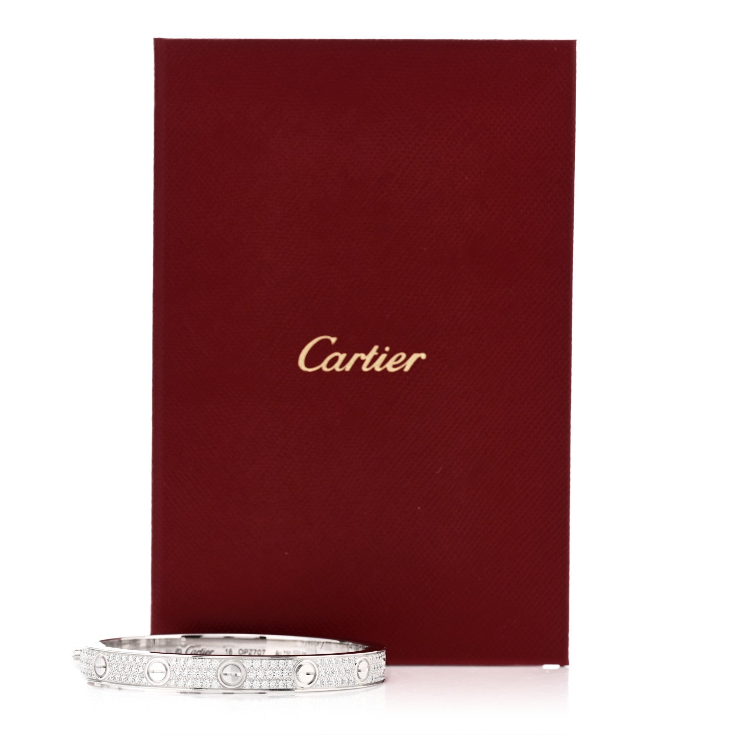 Cartier 18K White Gold Diamond LOVE Paved Bracelet 16 8 of 8