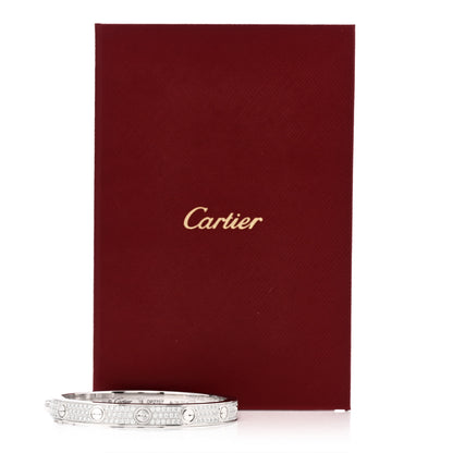 Cartier 18K White Gold Diamond LOVE Paved Bracelet 16 8 of 8