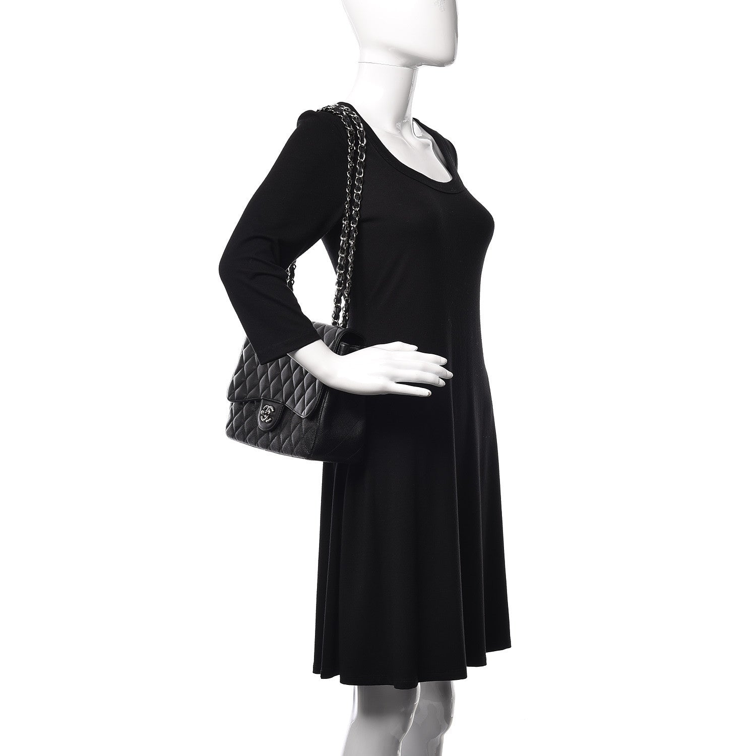 Chanel Caviar Quilted Jumbo Single Flap Black 2 of 13