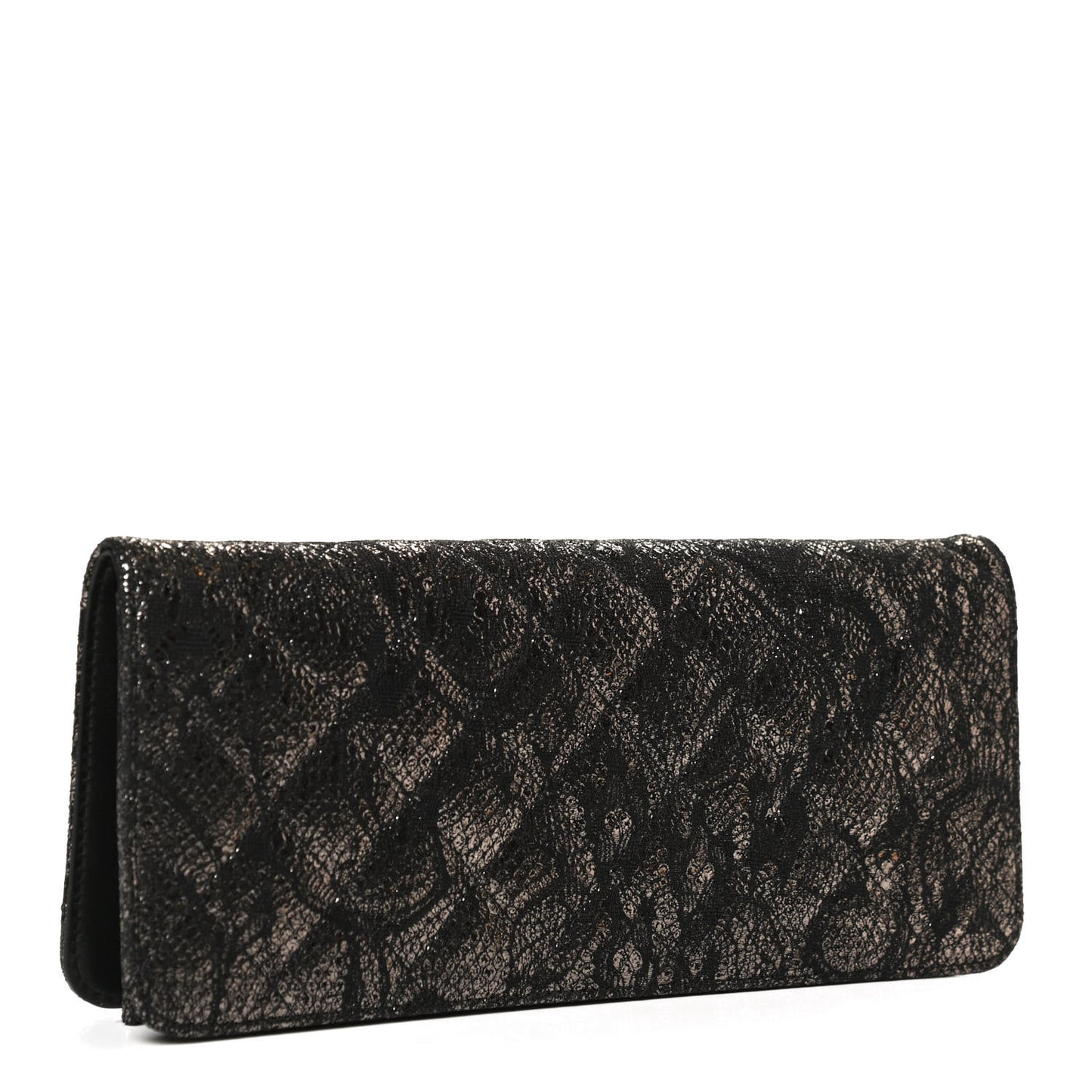Metallic Tweed Quilted Clutch Black Dark Silver