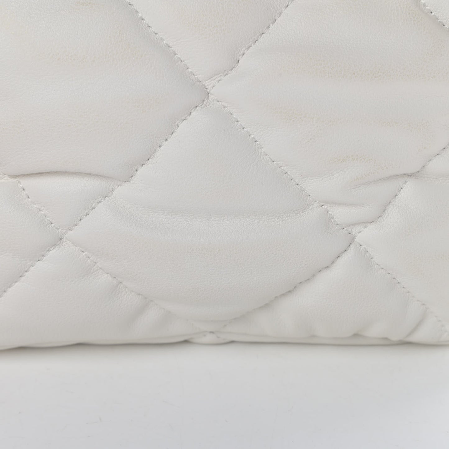 Calfskin Quilted Mini Square Bubbly Flap White