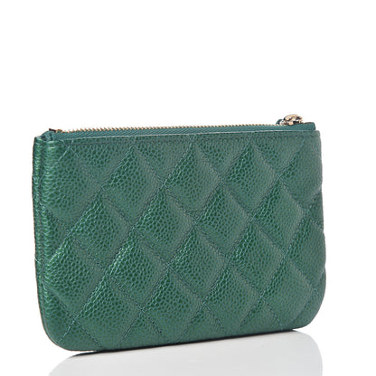 Chanel Metallic Caviar Quilted Small Cosmetic Case Green 2 of 7