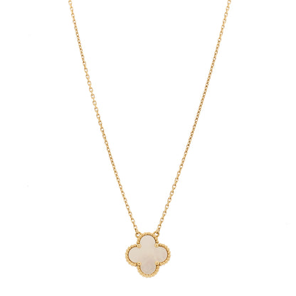 Van Cleef & Arpels 18K Yellow Gold Mother of Pearl Vintage Alhambra Pendant Necklace 1 of 5