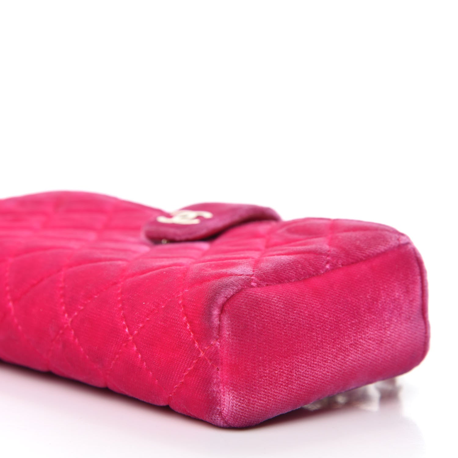Chanel Velvet Quilted Mini Phone Holder Crossbody Bag Pink 7 of 15