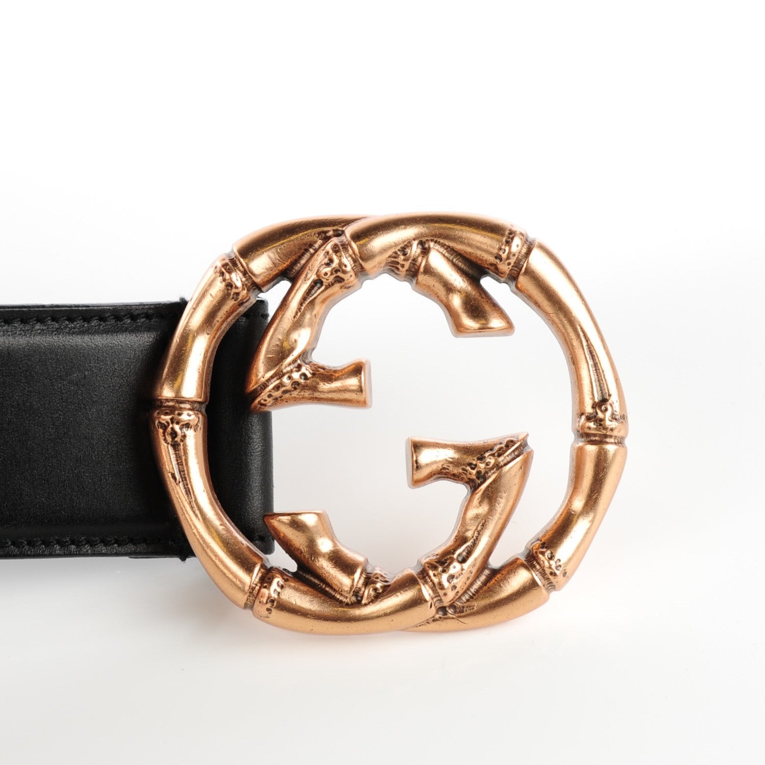 Gucci Calfskin Bamboo Interlocking G Belt 85 34 Black 5 of 6