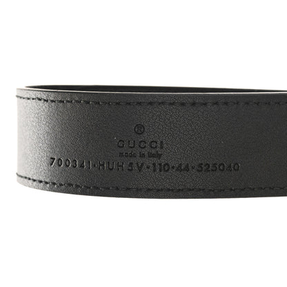 Gucci GG Supreme Monogram Plutone Calfskin Enamel Monochrome Double G 30mm Belt 110 44 Black Opaco Black 3 of 3