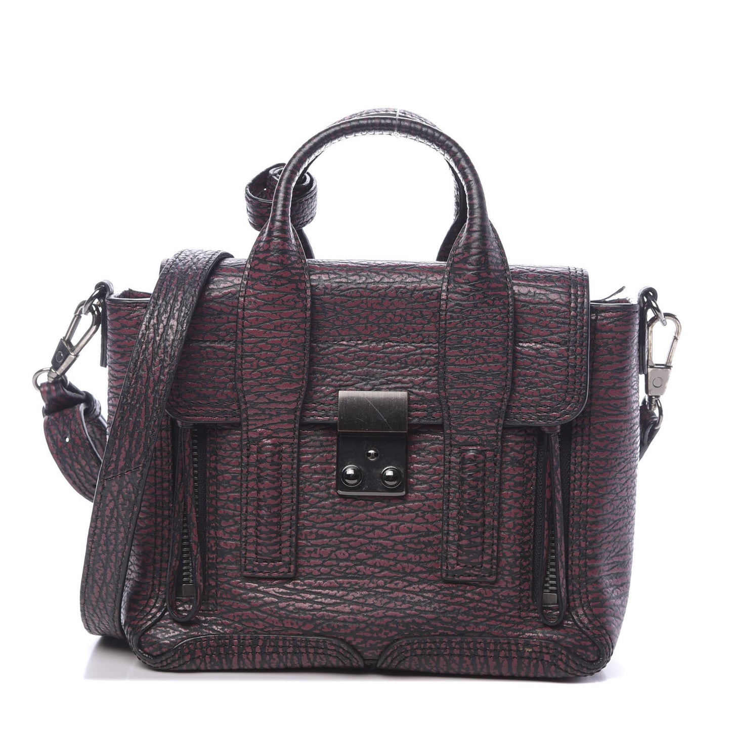 3.1 Textured Calfskin Mini Pashli Satchel Black Red