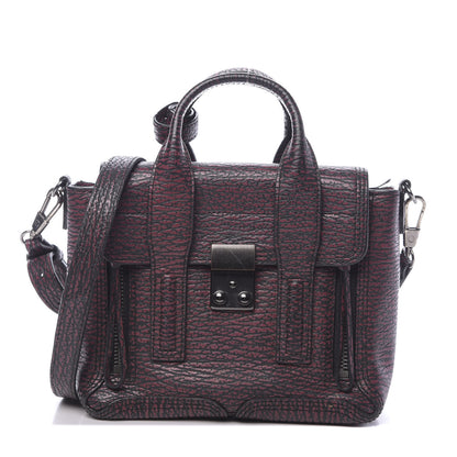 3.1 Phillip Lim 3.1 Textured Calfskin Mini Pashli Satchel Black Red 1 of 13