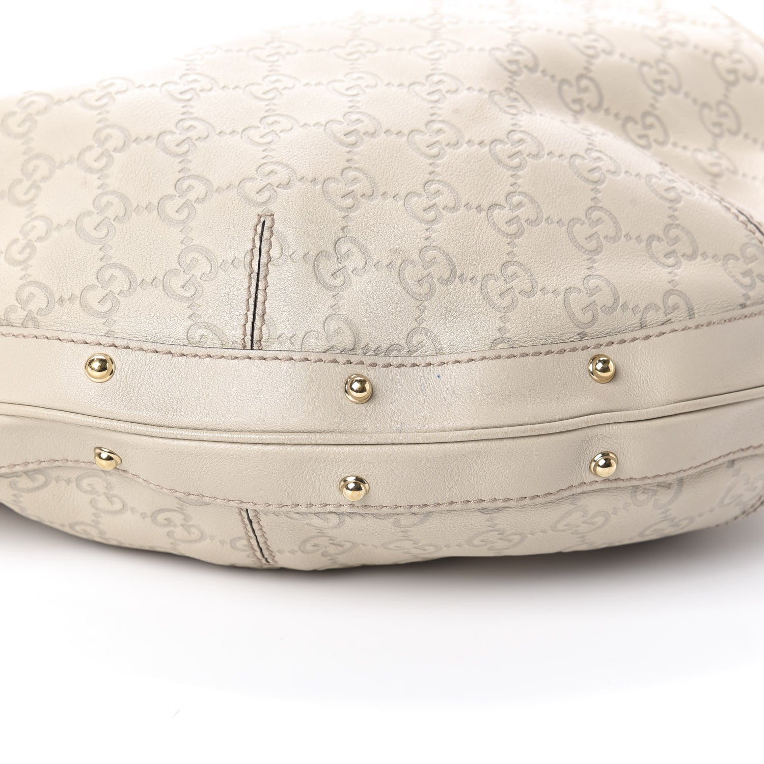 Gucci Guccissima Large Biba Studded Hobo Off White 8 of 9