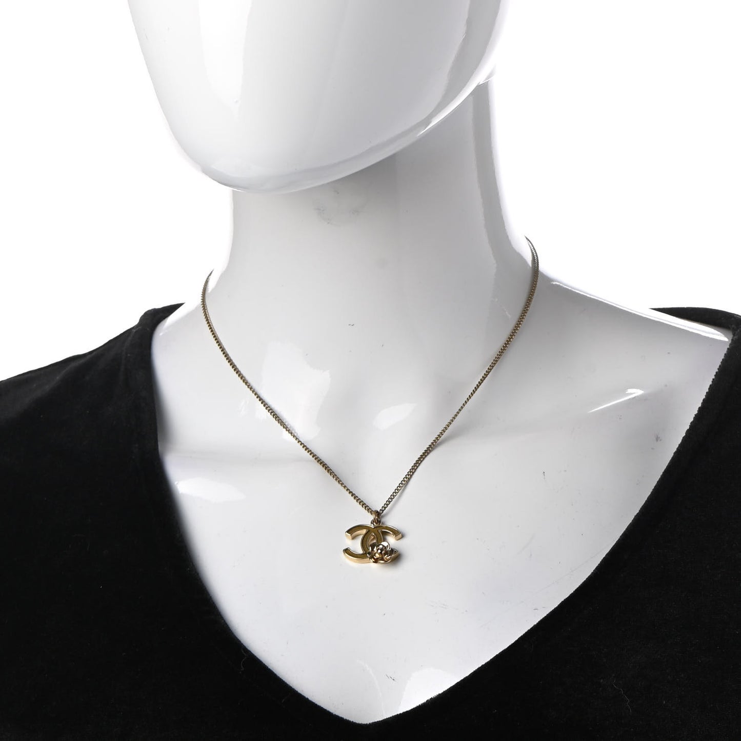 Resin CC Camellia Flower Necklace Gold