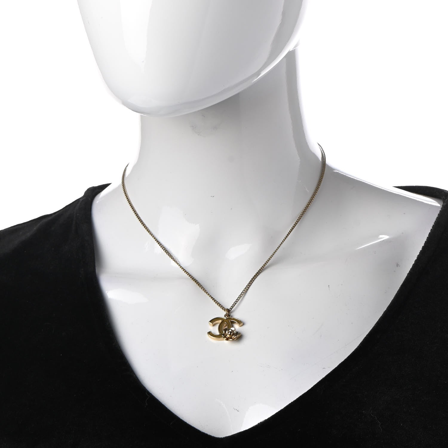Chanel Resin CC Camellia Flower Necklace Gold 2 of 7
