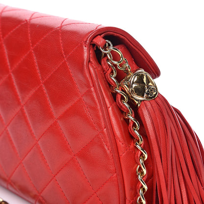 Chanel Lambskin Quilted CC Tassel Flap Red 17 of 26