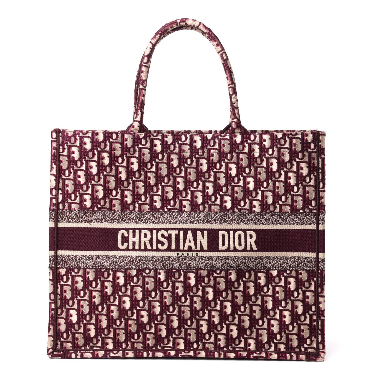 Oblique Large Book Tote Burgundy Multicolor