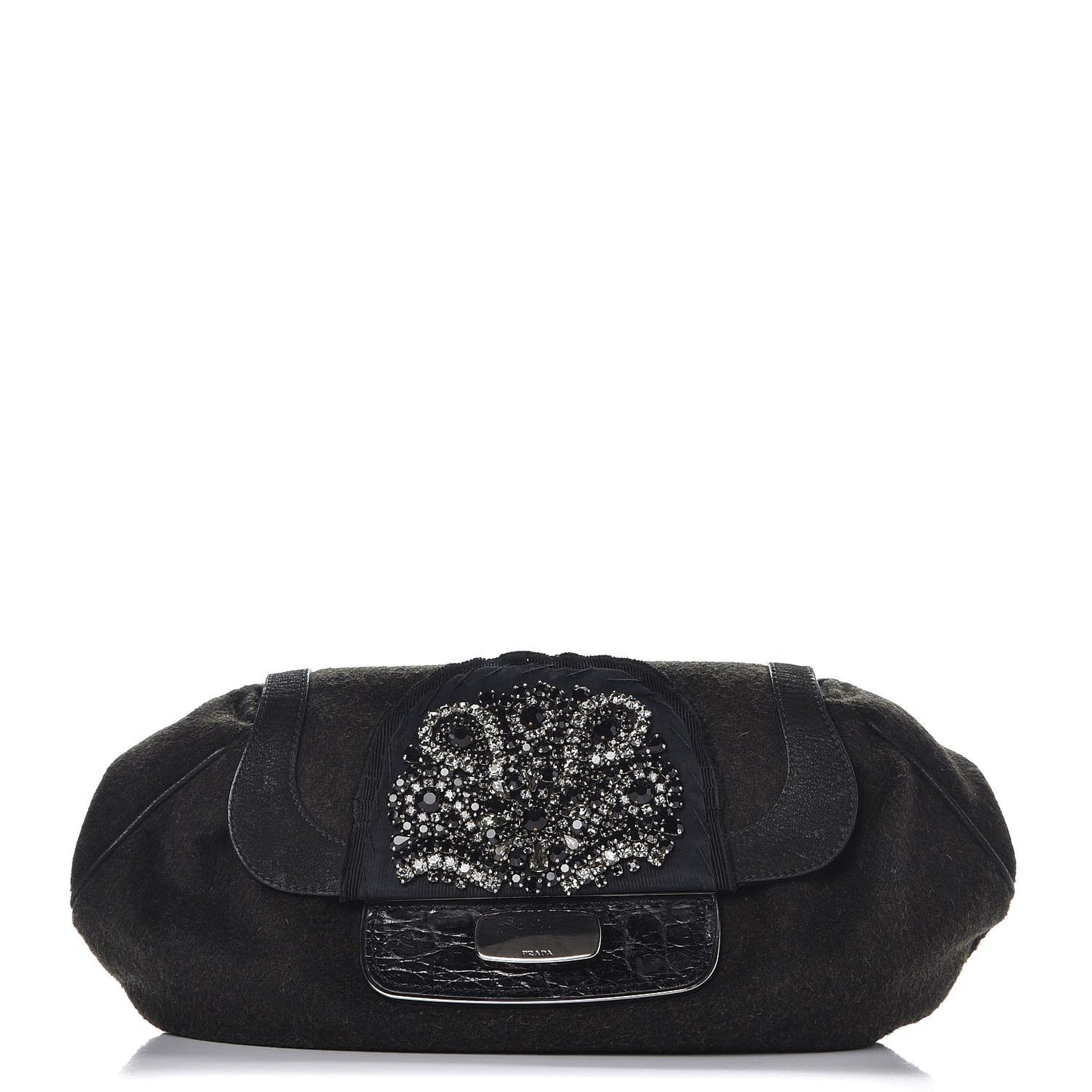 Wool Crystal Clutch Black Militare