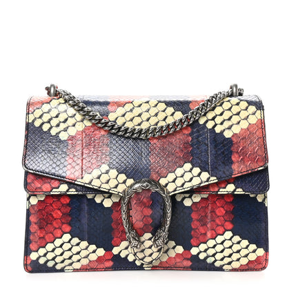 Gucci Snakeskin Cubic Medium Dionysus Shoulder Bag Red White Blue 1 of 12