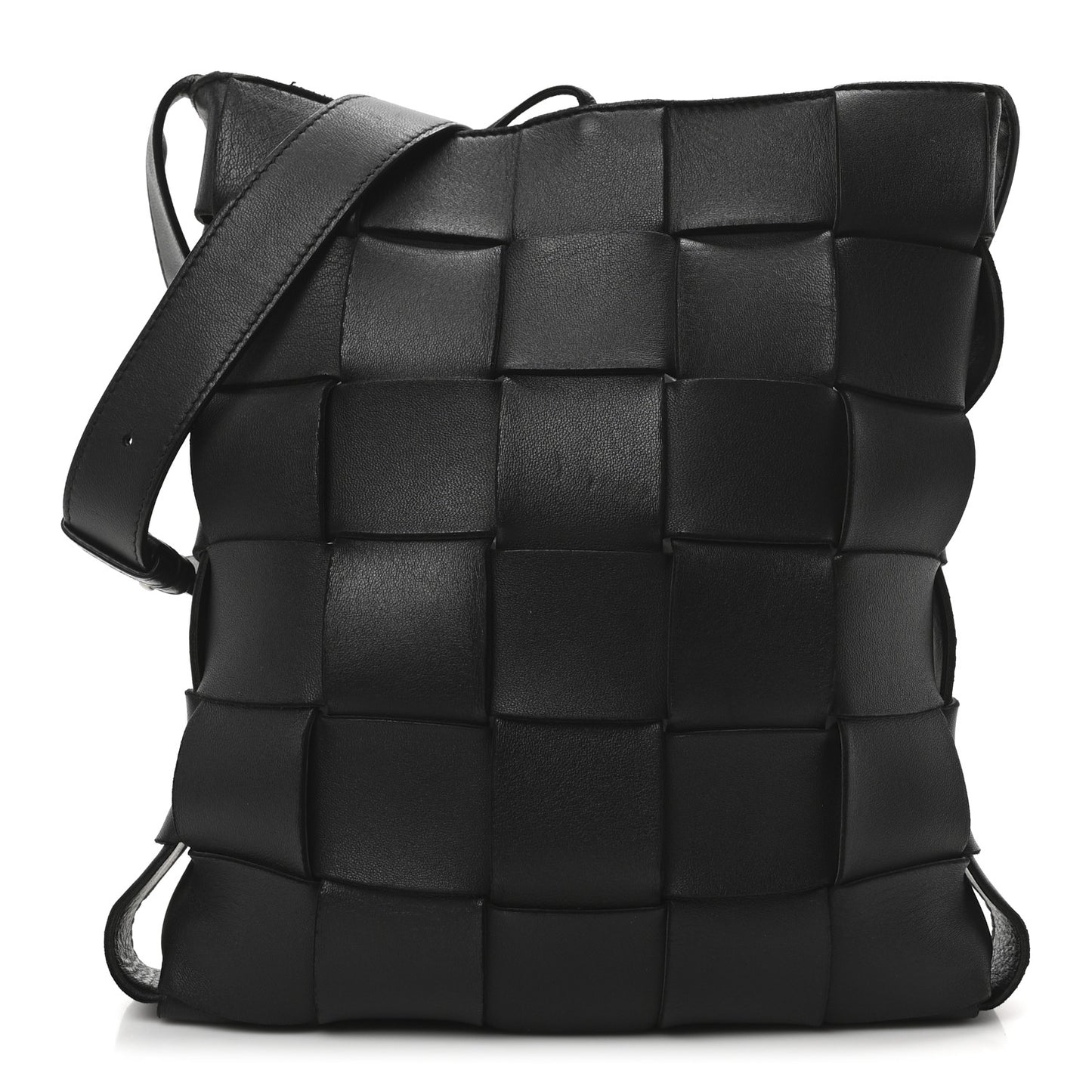 Lambskin Maxi Intrecciato Cassette Messenger Black