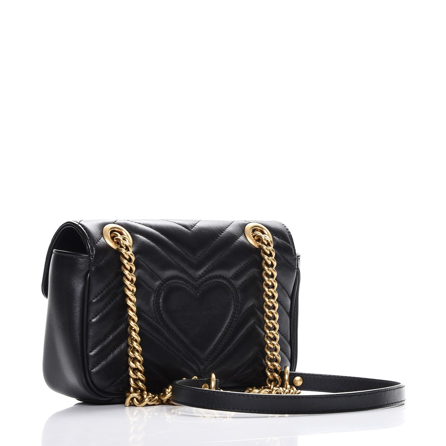 Calfskin Matelasse Mini GG Marmont Shoulder Bag Black
