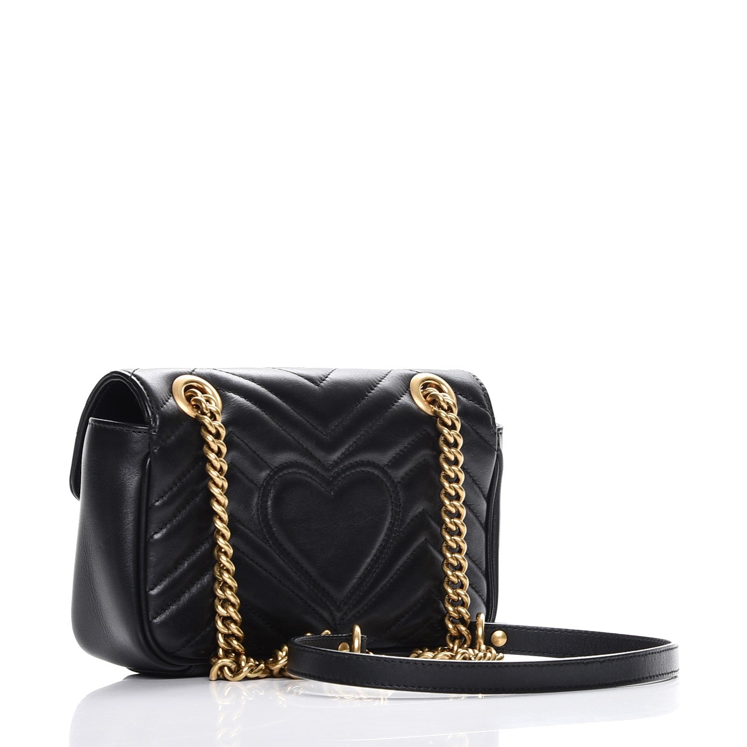 Gucci Calfskin Matelasse Mini GG Marmont Shoulder Bag Black 3 of 13