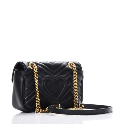 Gucci Calfskin Matelasse Mini GG Marmont Shoulder Bag Black 3 of 13