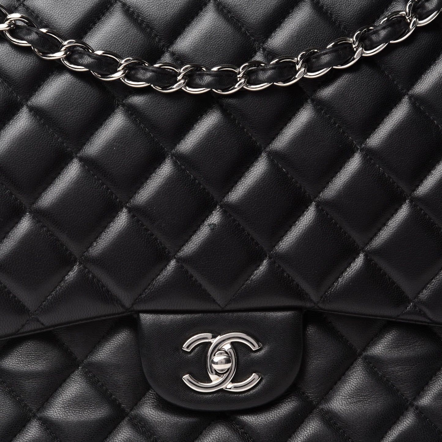 Lambskin Quilted Maxi Single Flap Black