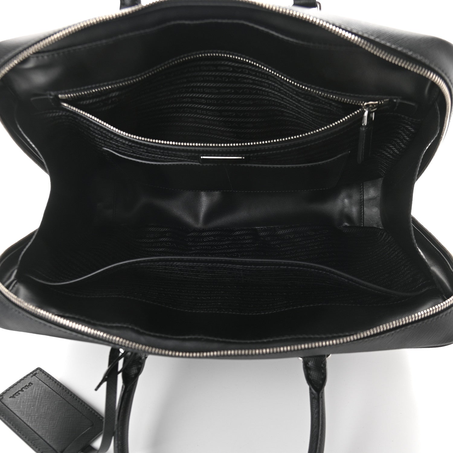 Prada Saffiano Travel Briefcase Black 4 of 8